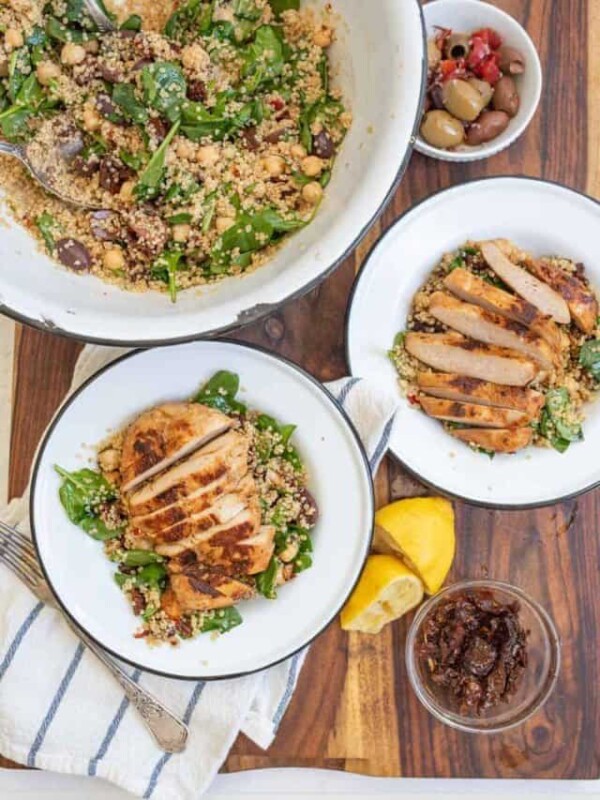 simple skillet chicken with a quinoa salad