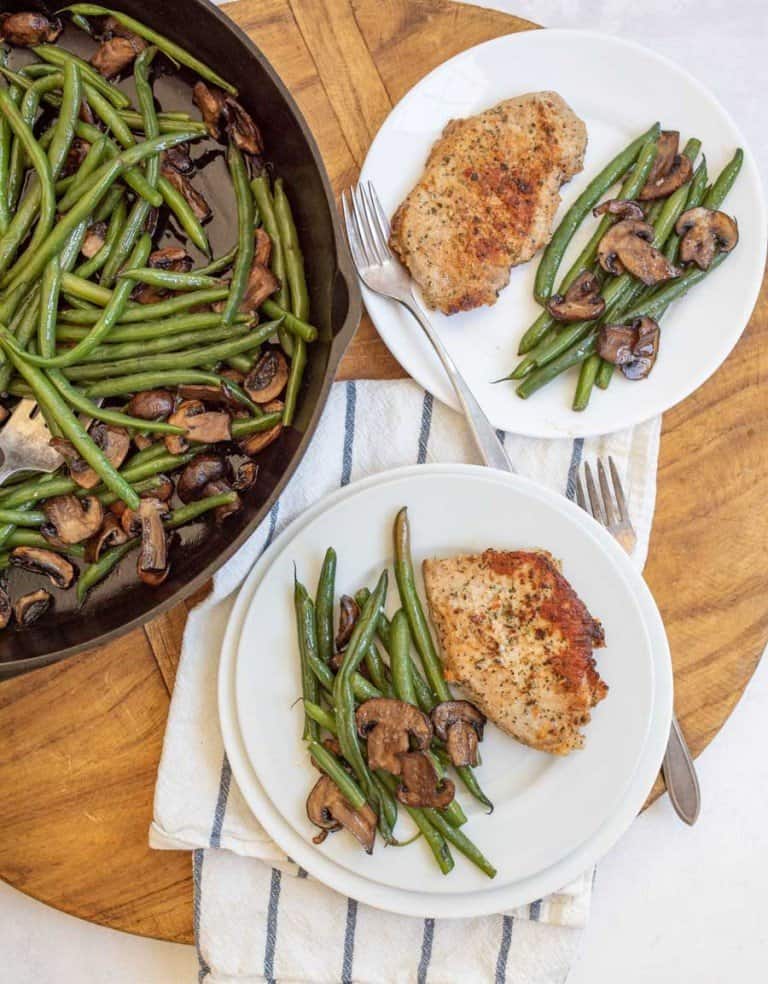 Skillet Pork Chops with Mushrooms and Green Beans — Bless this Mess