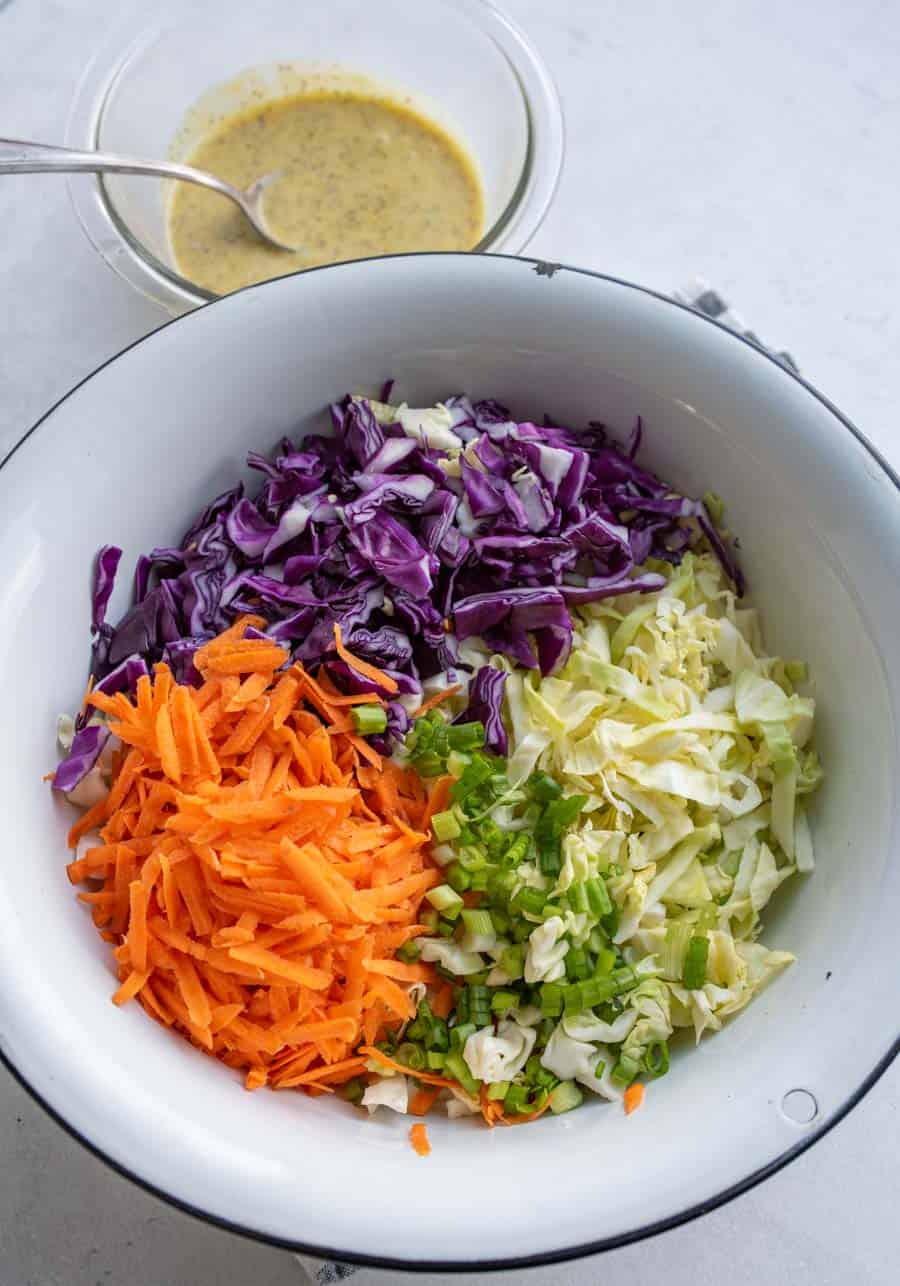 coleslaw ingredients in wedge sections