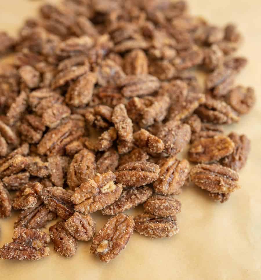 candied pecans on parchment