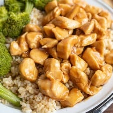 teriyaki chicken pieces on a dinner plate