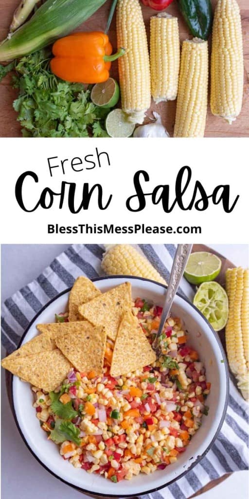 pin that reads "fresh corn salsa"