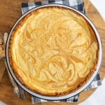 top view of whole pumpkin cheesecake