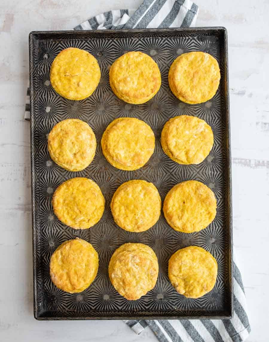 12 biscuits on a pretty vintage baking sheet