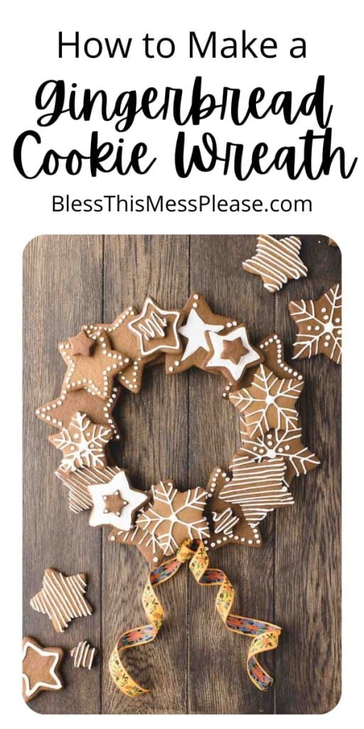 pin for how to make a gingerbread cookie wreath