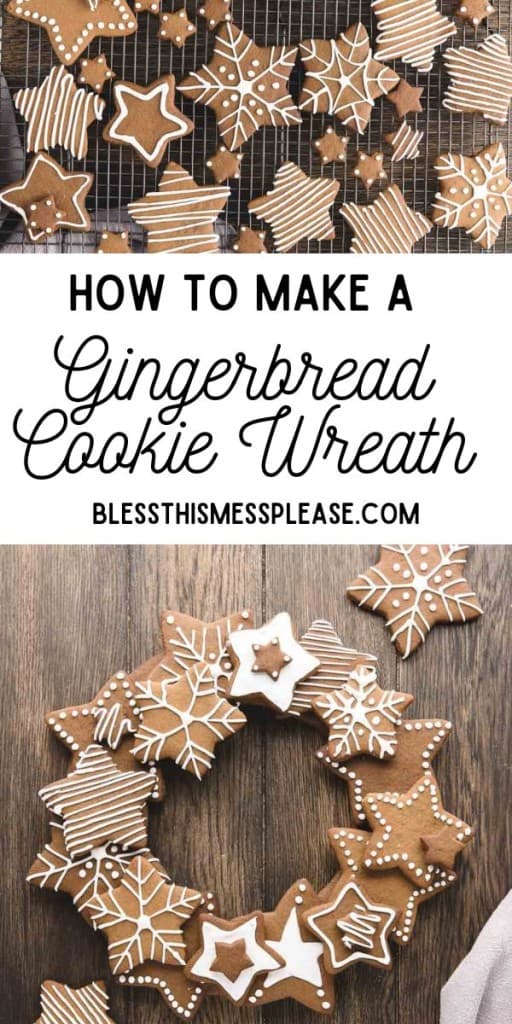 pin for how to make a gingerbread cookie wreath