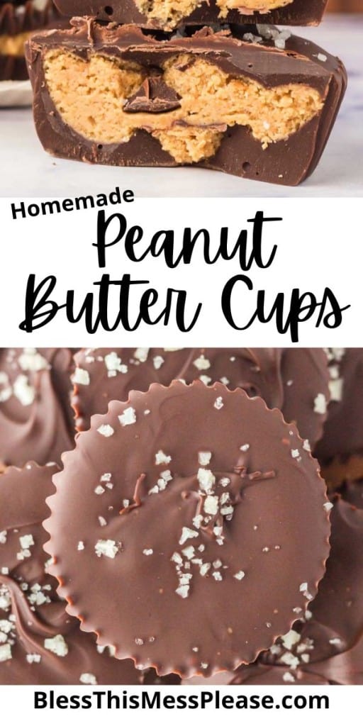 pin for homemade chocolate peanut butter cups