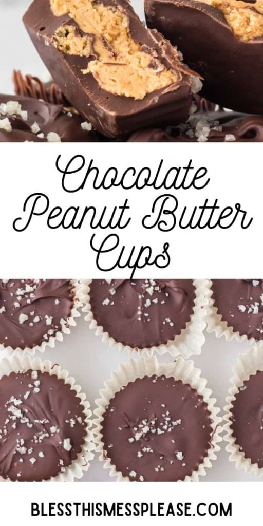 pin for homemade chocolate peanut butter cups