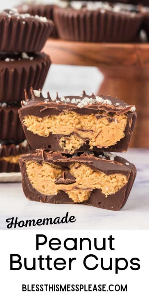 pin for homemade chocolate peanut butter cups