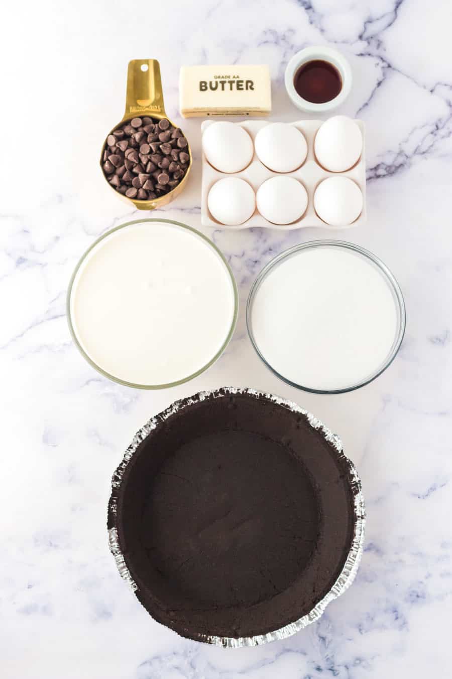 ingredients for french silk pie