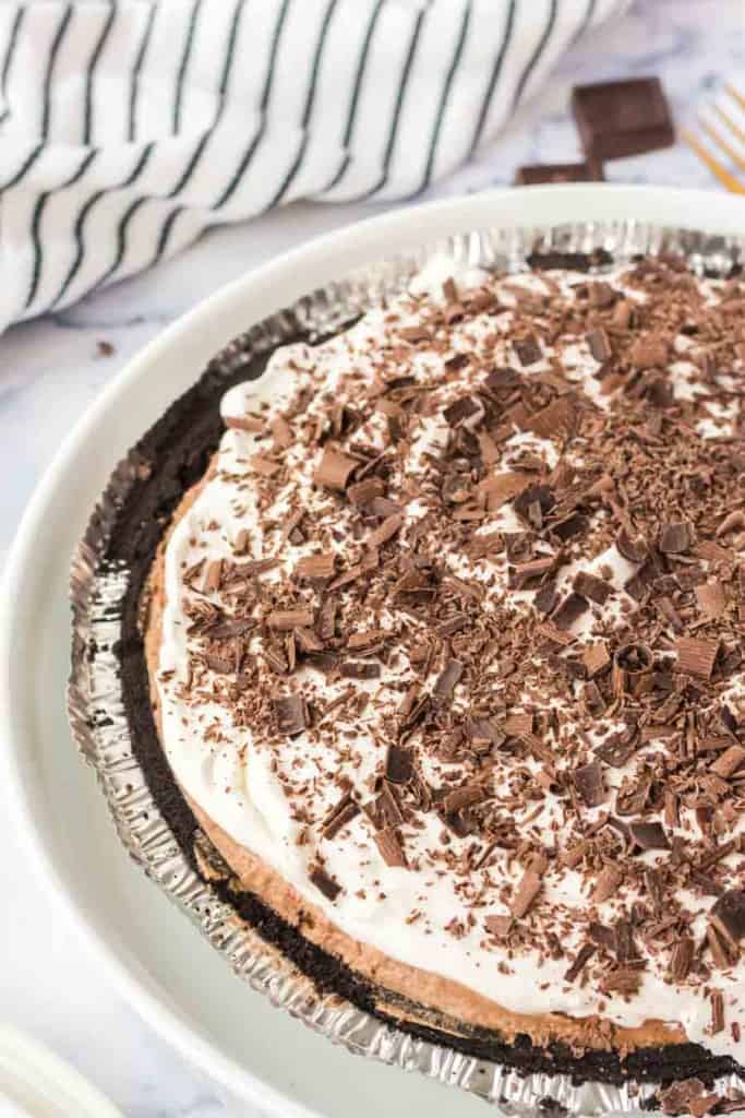 side-top view of french silk pie