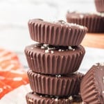 stack of homemade chocolate peanut butter cups