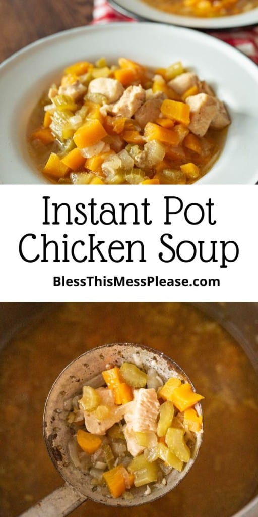 pin for chicken soup with bowl of soup and words