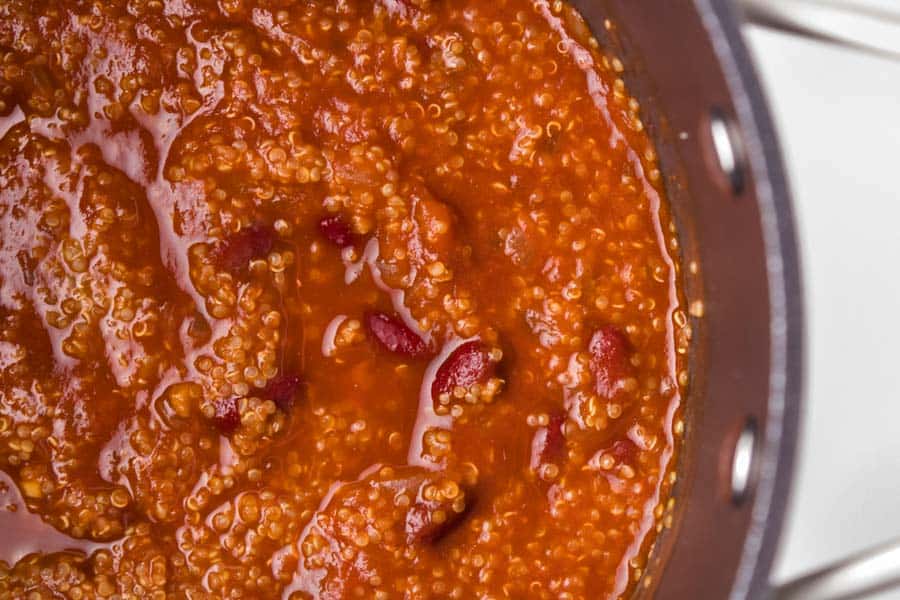 close up on vegetarian chili