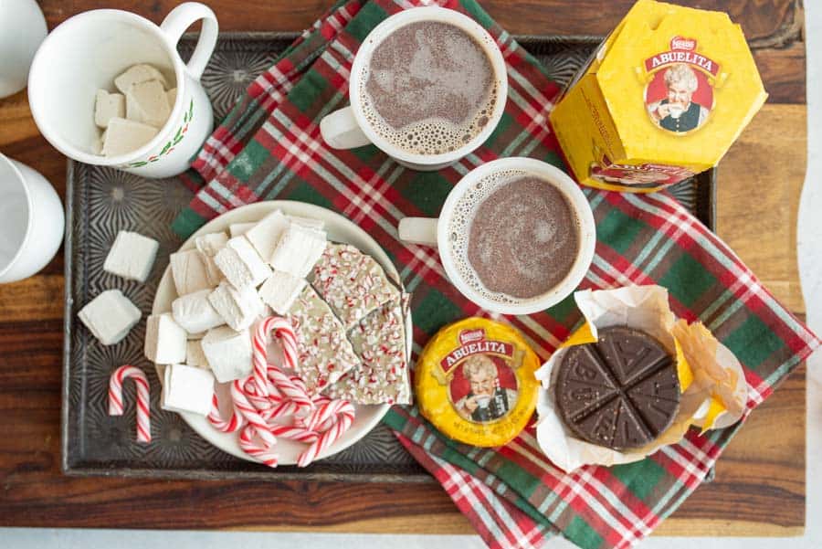 Mexican hot chocolate toppings and mugs