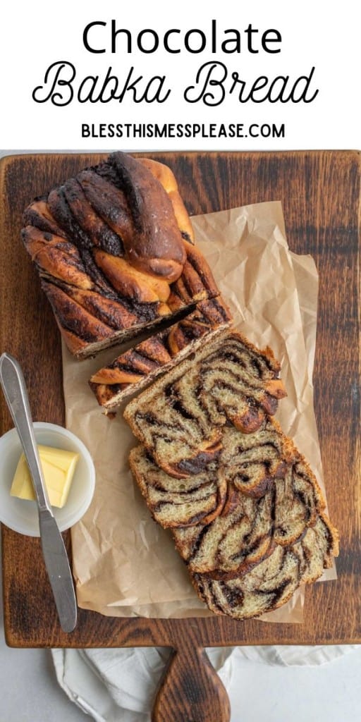 pin for chocolate babka with text