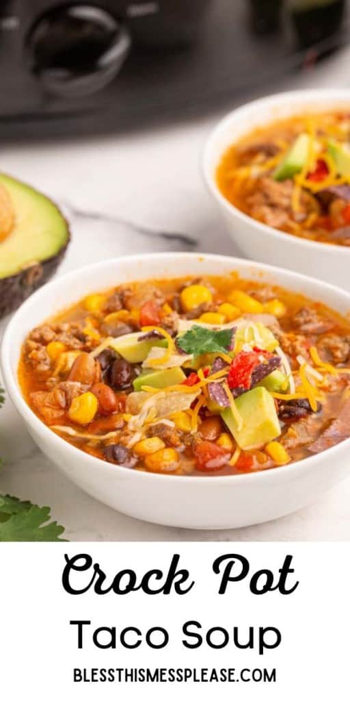 slow cooker taco soup recipe pin with text