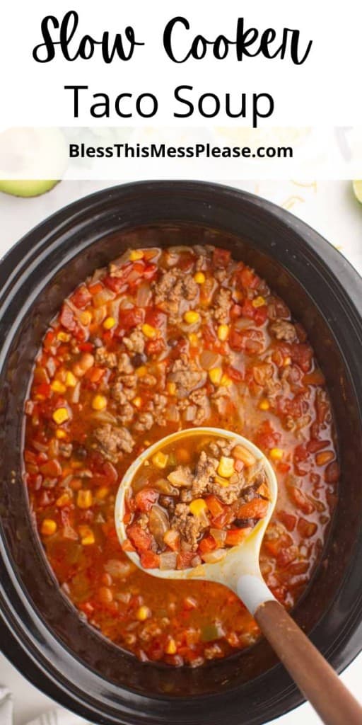 slow cooker taco soup recipe pin with text