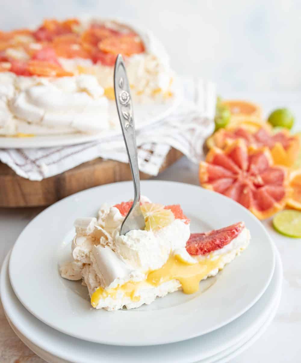 one serving citrus pavlova