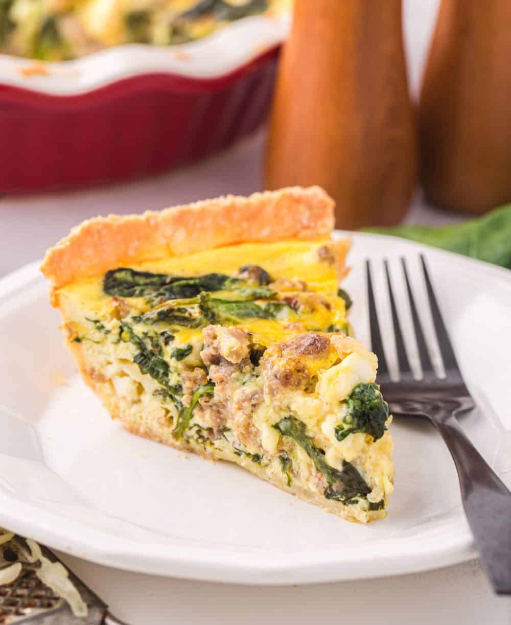one slice of spinach quiche