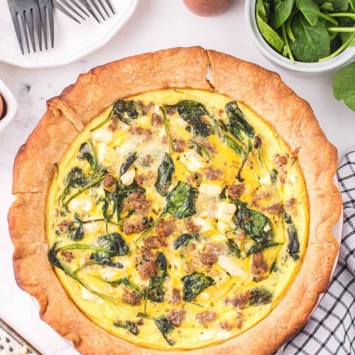 Spinach Quiche with Sausage — Bless this Mess
