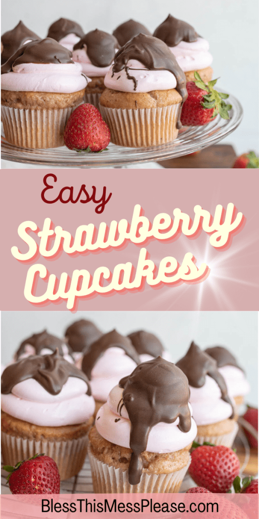 pin for easy strawberry cupcakes