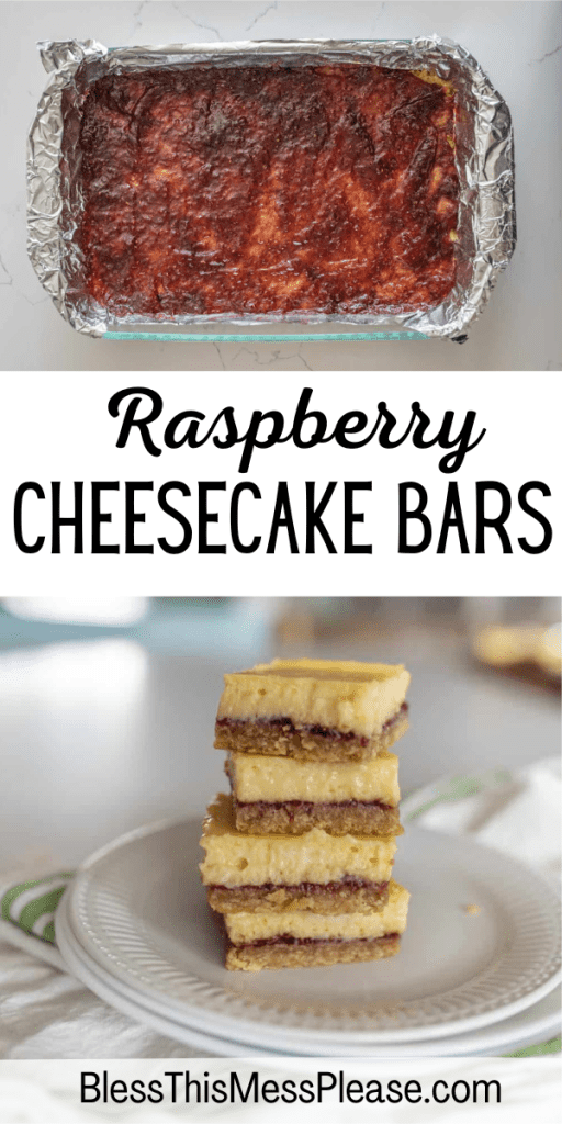 pin for raspberry cheesecake bars recipe