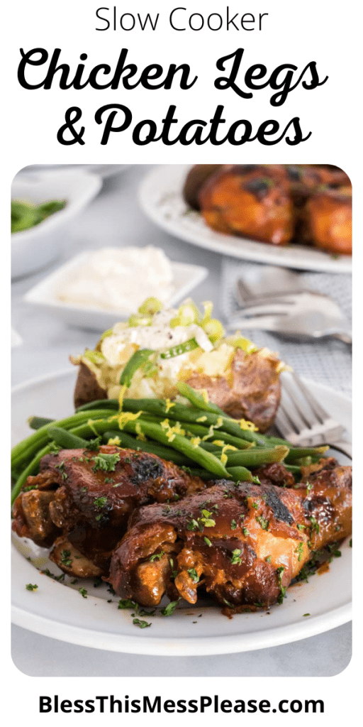 pin for slow cooker chicken legs and potato dinner plates