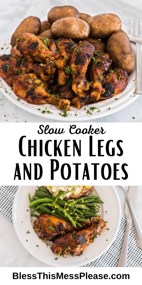 Slow Cooker Chicken Legs and Baked Potatoes — Bless this Mess