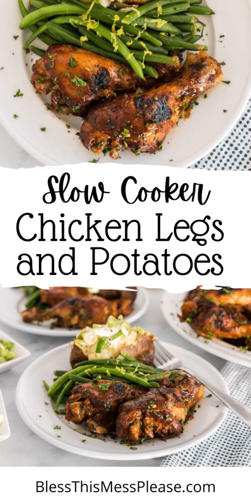 pin for slow cooker chicken legs and potato dinner plates