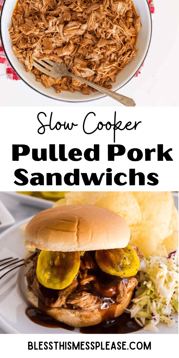 Slow Cooker Pulled Pork Sandwiches — Bless this Mess