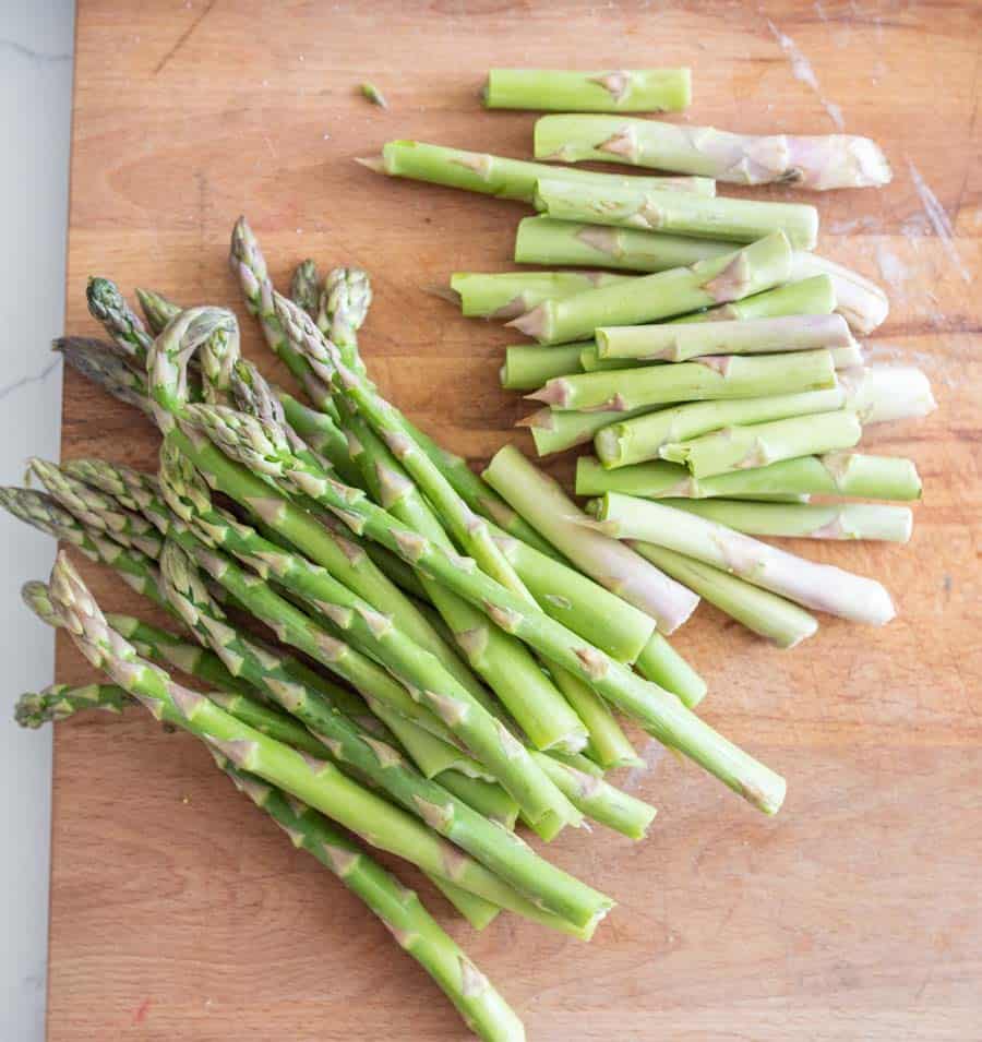 air fryer asparagus, raw and chopped