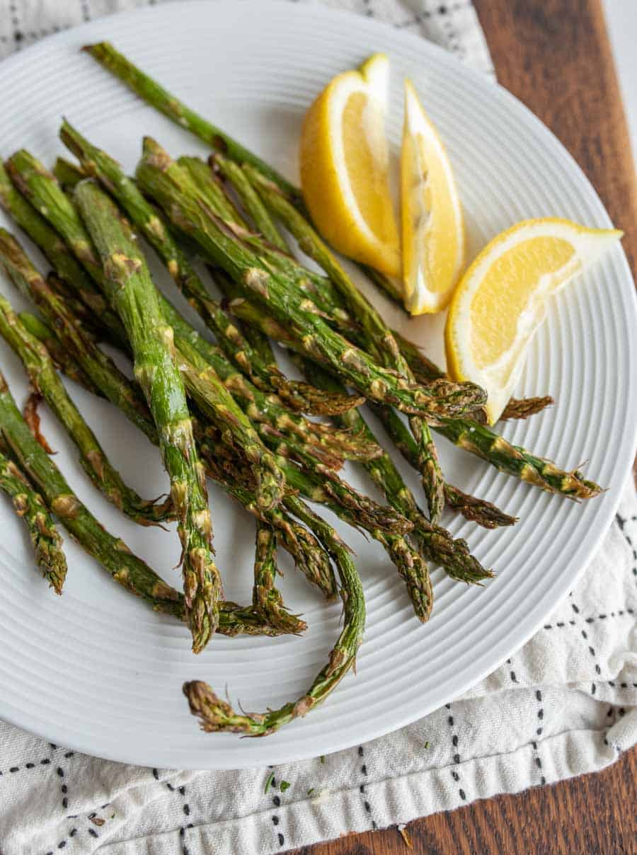 plated air fryer asparagus