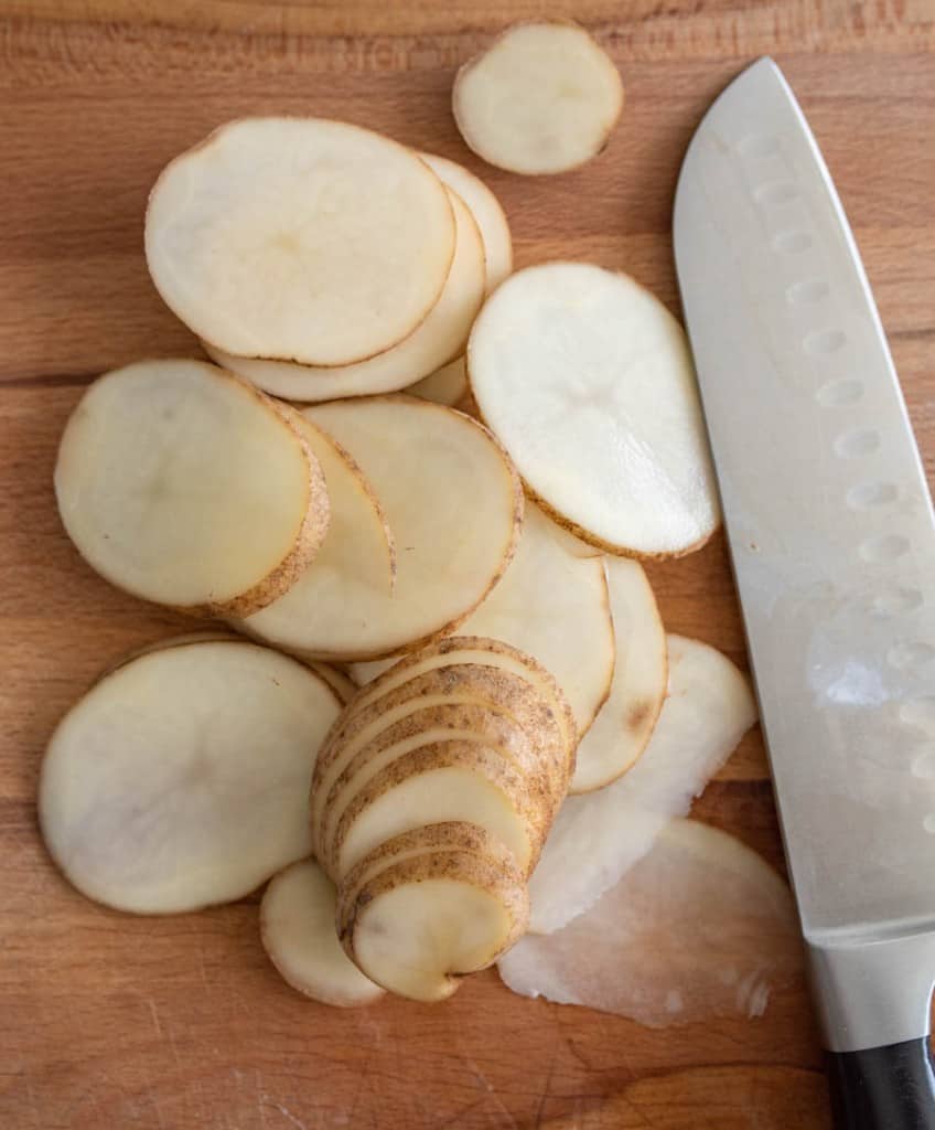thinly sliced potatoes for chips
