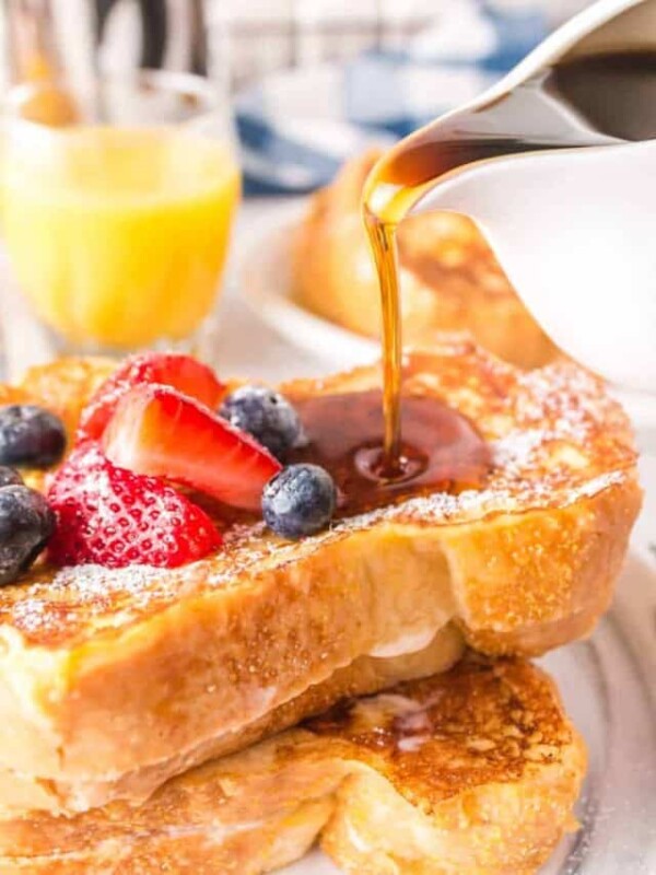 image of maple syrup dripping onto stuffed french toast