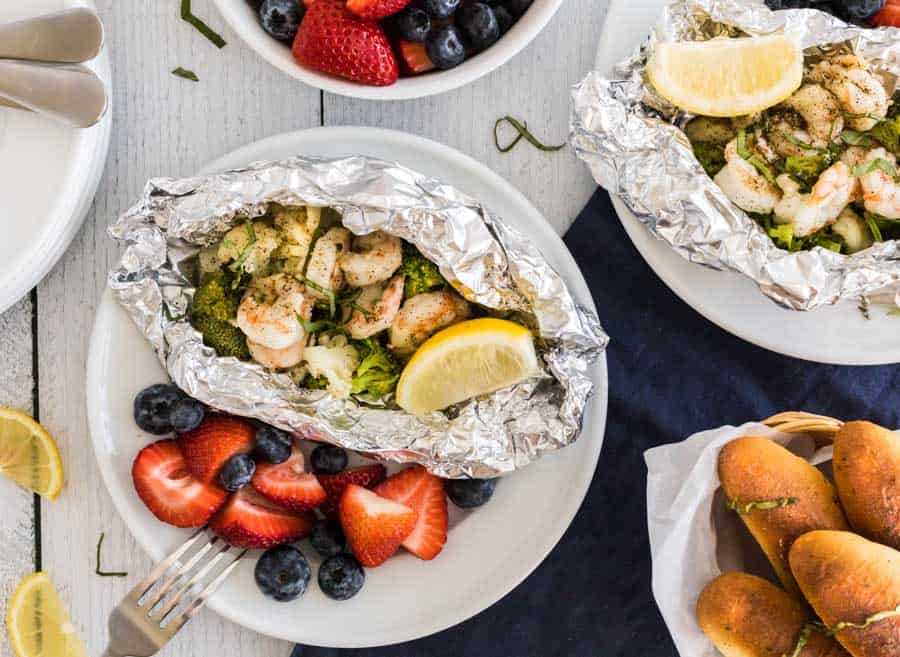 grilled shrimp foil packet dinner