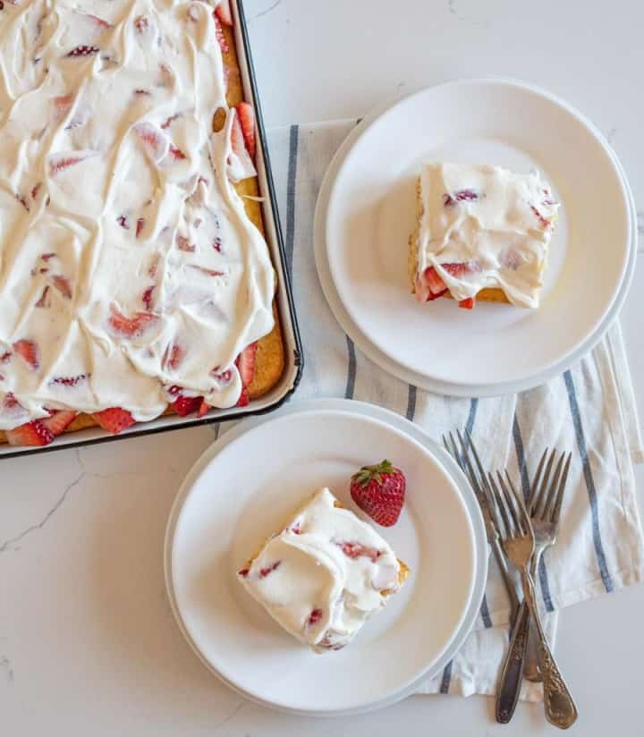 Strawberry Shortcake Sheet Cake — Bless this Mess