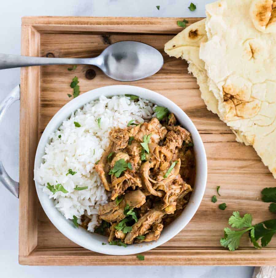 slow cooker chicken tikka masala platter spread