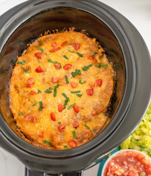 slow cooker enchilada dinner in the pot