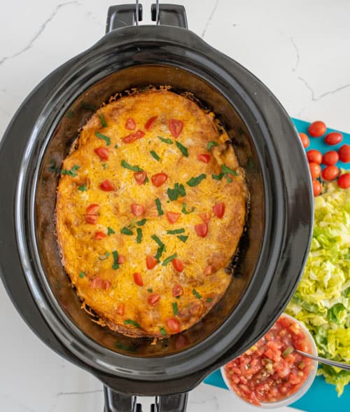 slow cooker enchilada dinner in the pot