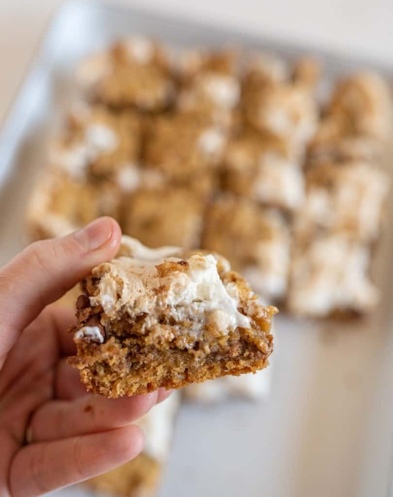 close up of smores cookie bars