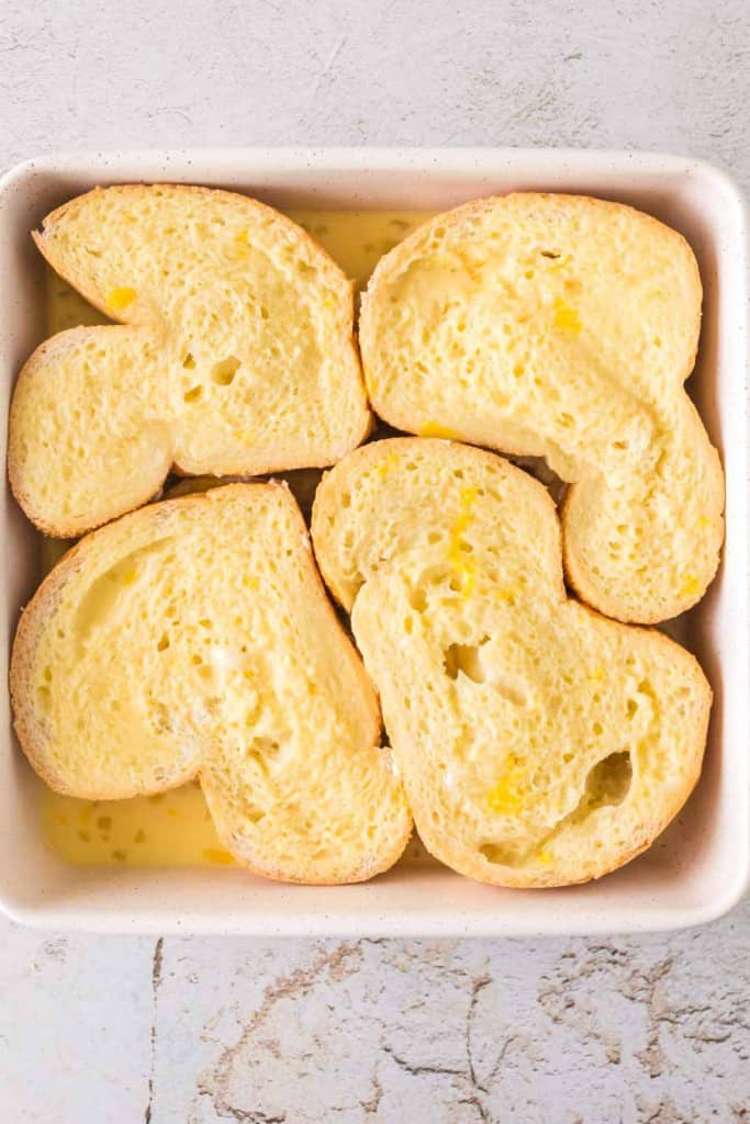 image of french toast bread soaking