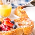 image of maple syrup dripping onto stuffed french toast