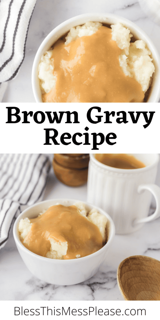 pin for brown gravy recipe over mashed potato