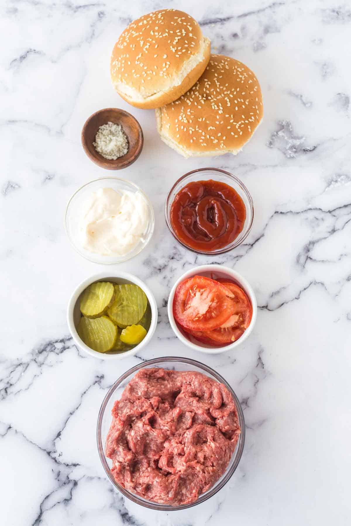 ingredients for air fryer hamburgers