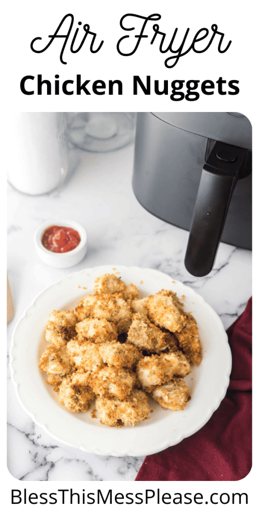 pin for air fryer chicken nuggets with homemade nuggets golden brown with ketchup