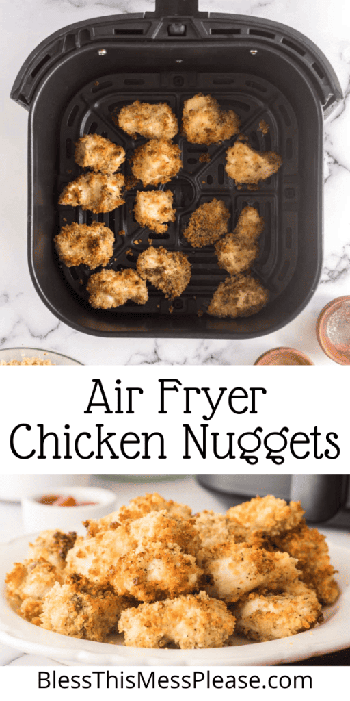 pin for air fryer chicken nuggets with homemade nuggets golden brown with ketchup