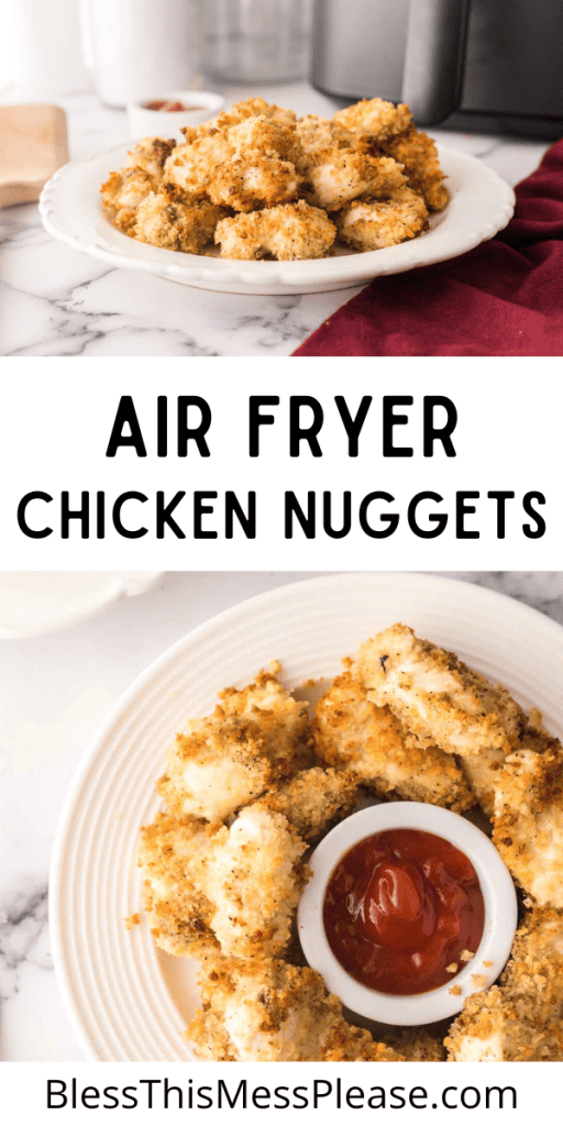 pin for air fryer chicken nuggets with homemade nuggets golden brown with ketchup