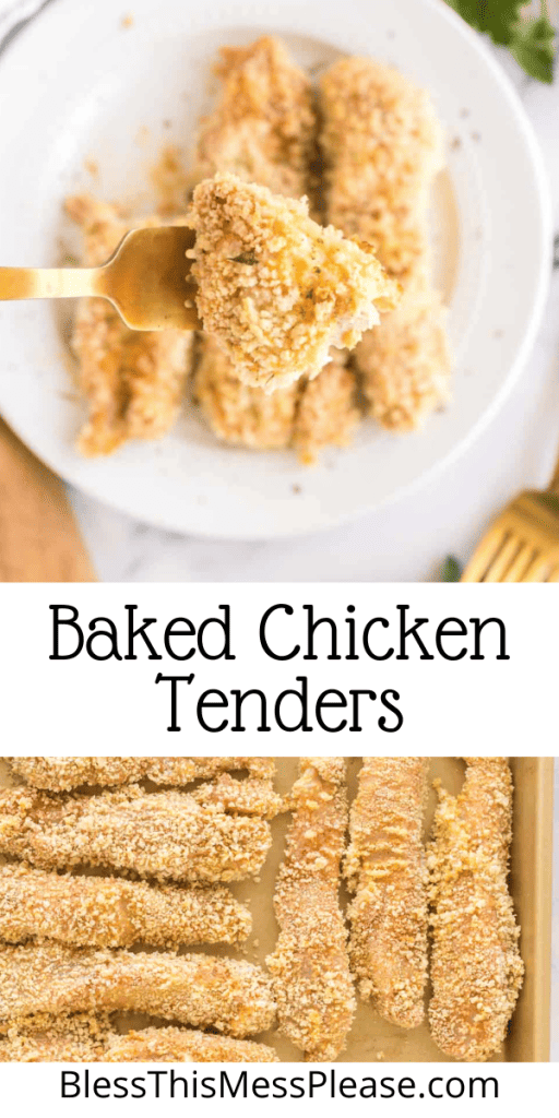 Finished baked chicken tenders.