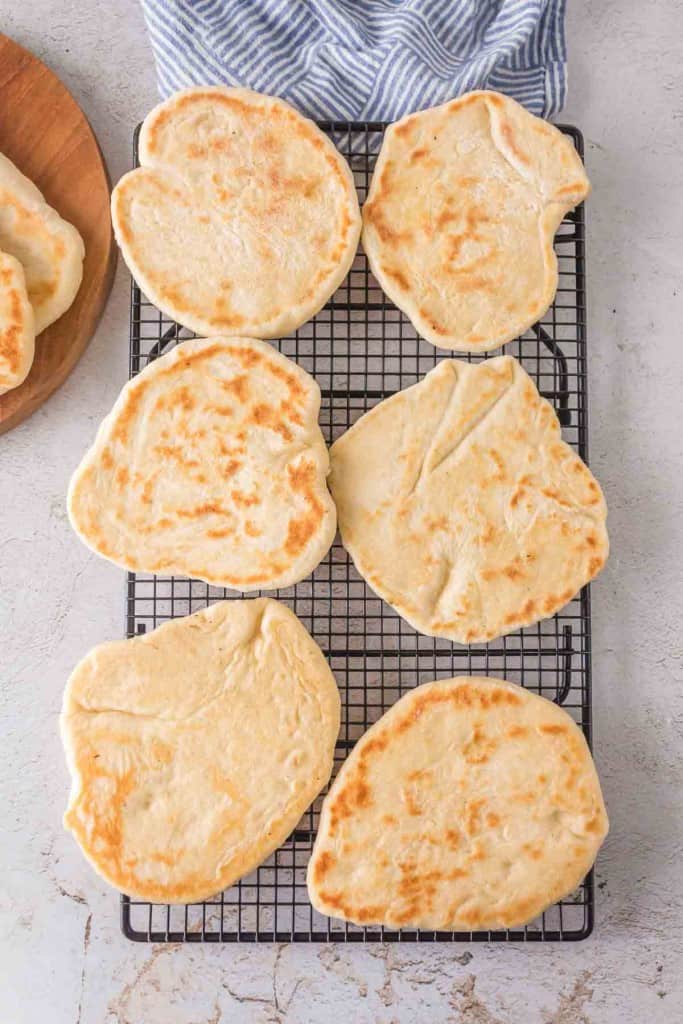 pita bread on a cooling rack